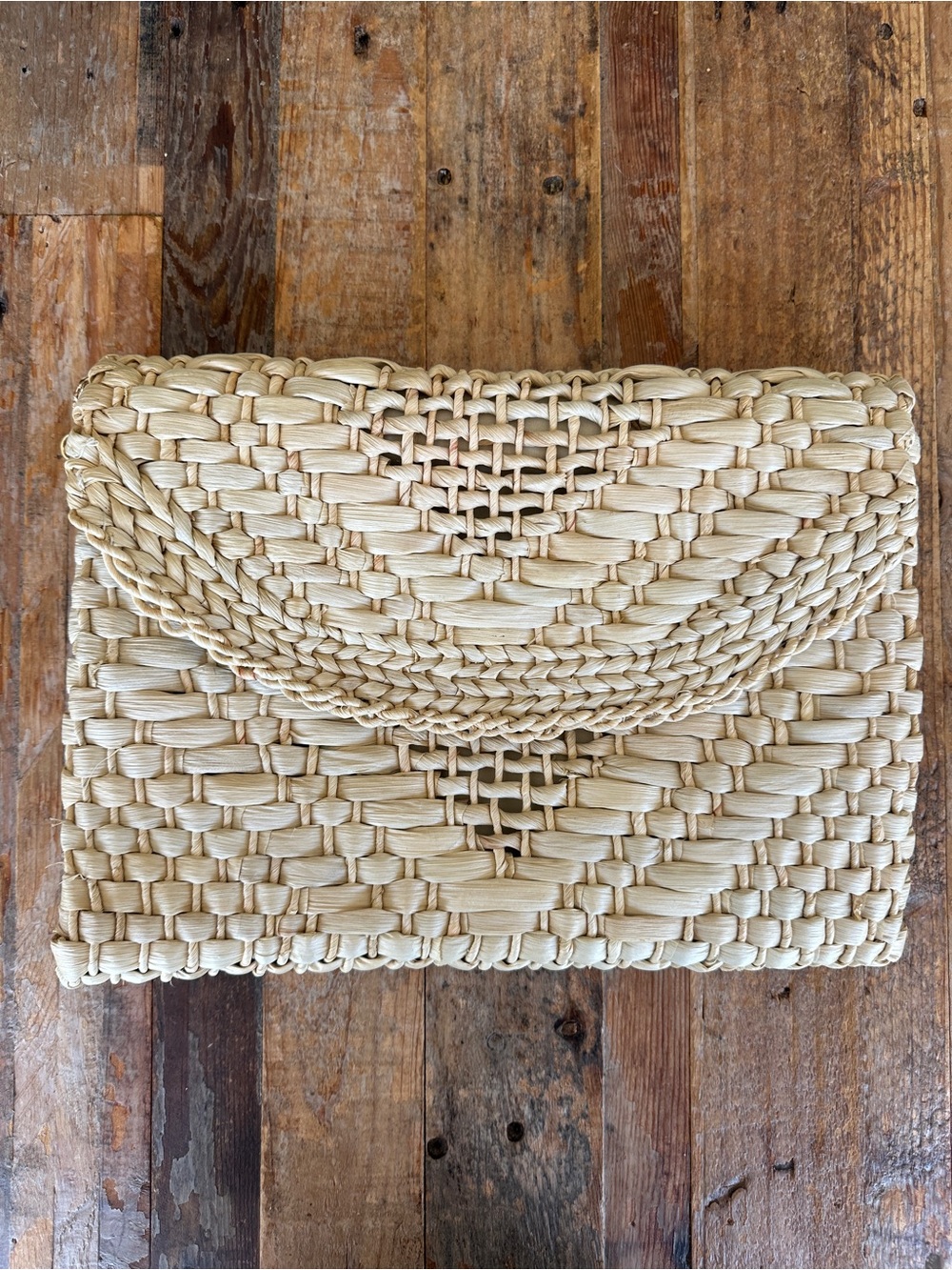 Anthropologie Woven Straw Fold-Over Clutch in Natural
